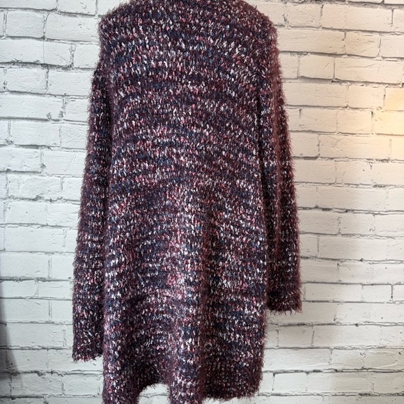 Lane Bryant Maroon Pink Long Cardigan Duster Eyelash Sweater Soft Size 18/20 - Picture 7 of 9